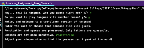 The computer asks for a word for the other person to guess.